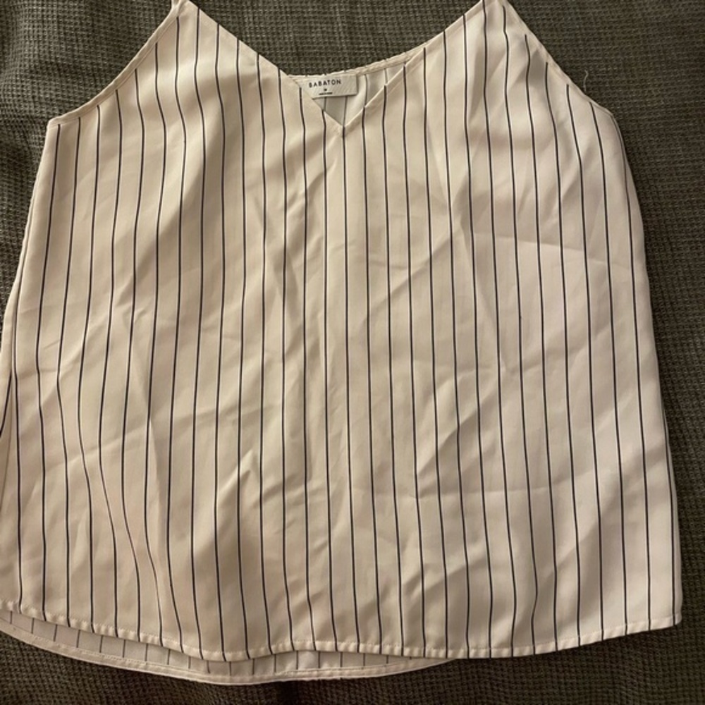 Aritzia BABATON Everly Ivory Drapey Matte Satin V-Neck Camisole Tank Top, Size M